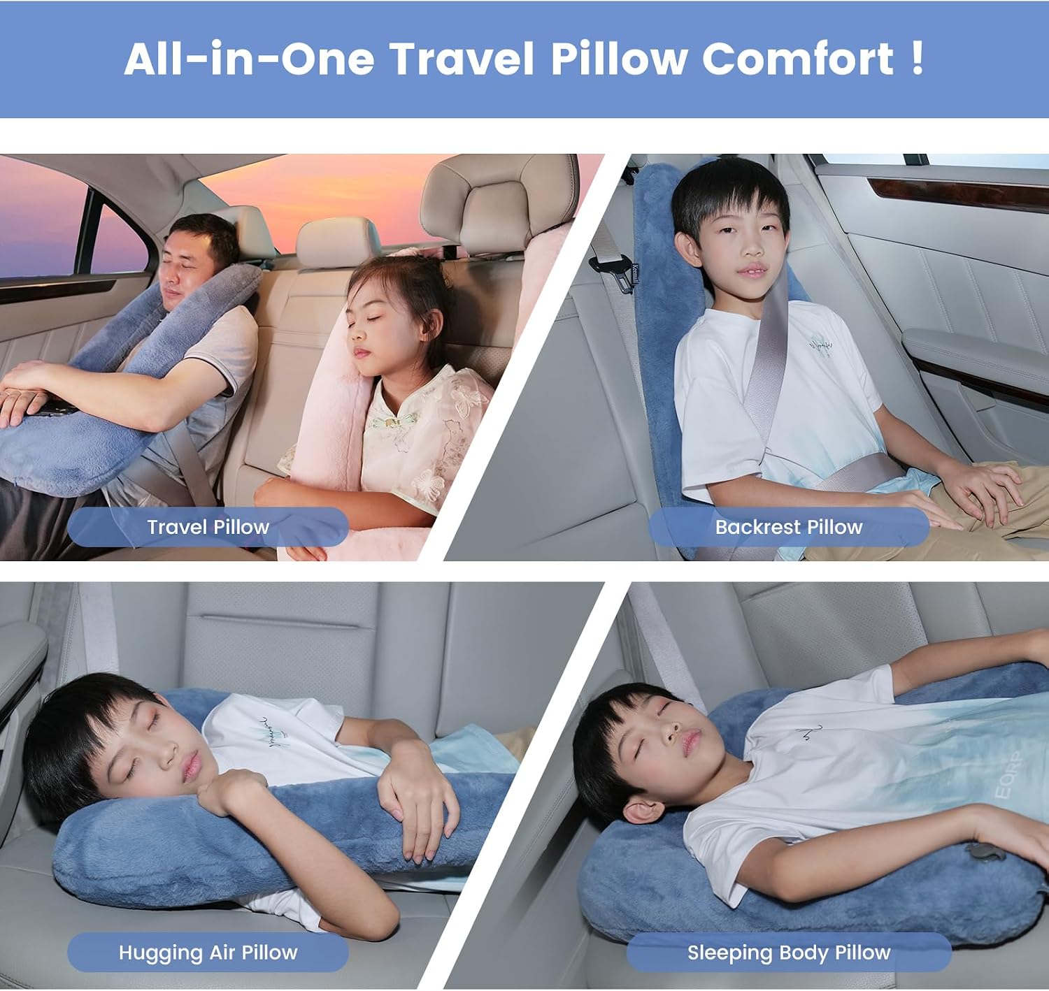 Keemall Car Pillow for Kids, Professional Kids Car Pillow for Sleeping Inflatable Carseat Travel - Safe, Reliable - Travel Pillows for Kid…