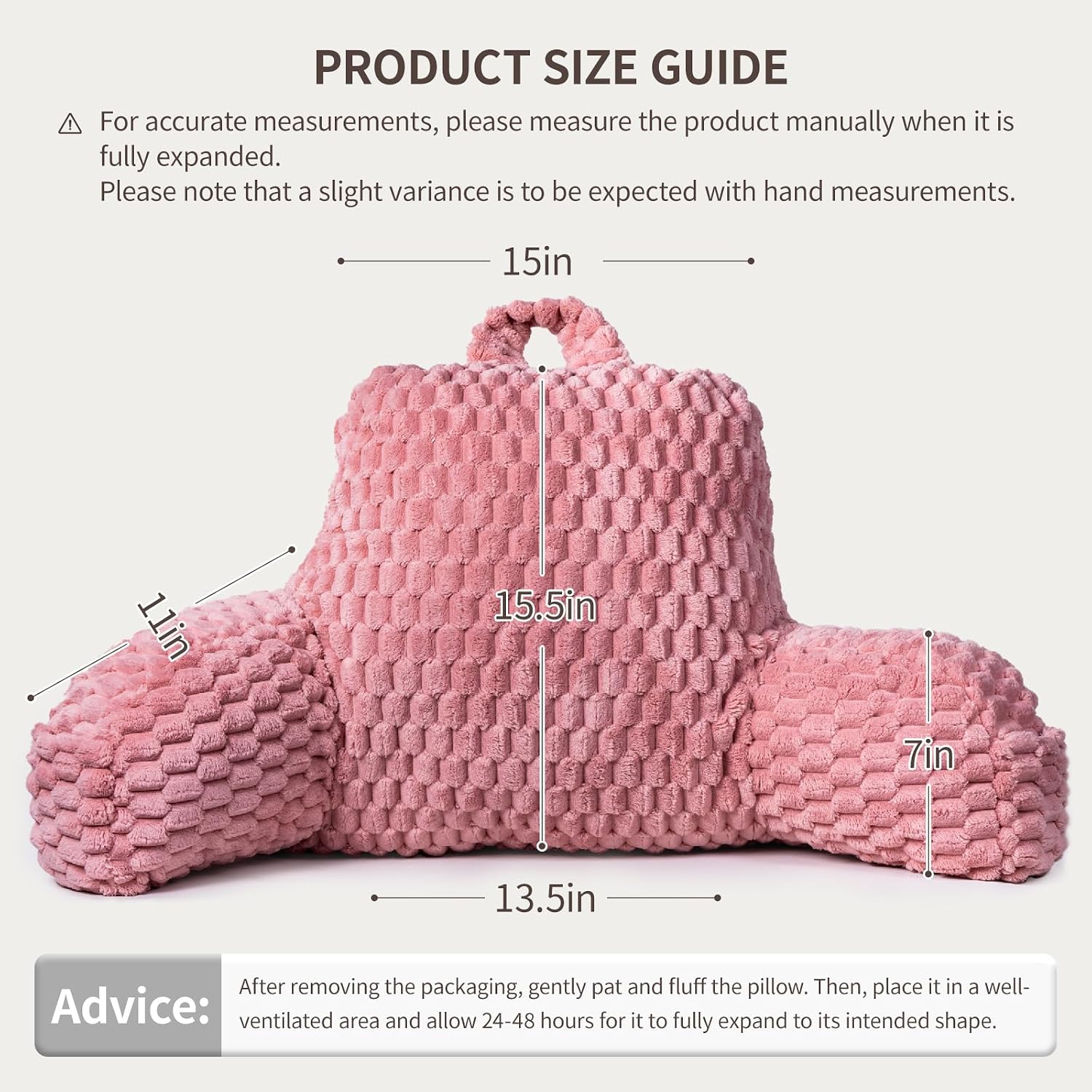 Faux Fur Reading Pillow for Bed Adults, Ultra Soft Plush Floor Backrest Pillow with Side Pockets for Bed & Couch, Perfect for Reading…