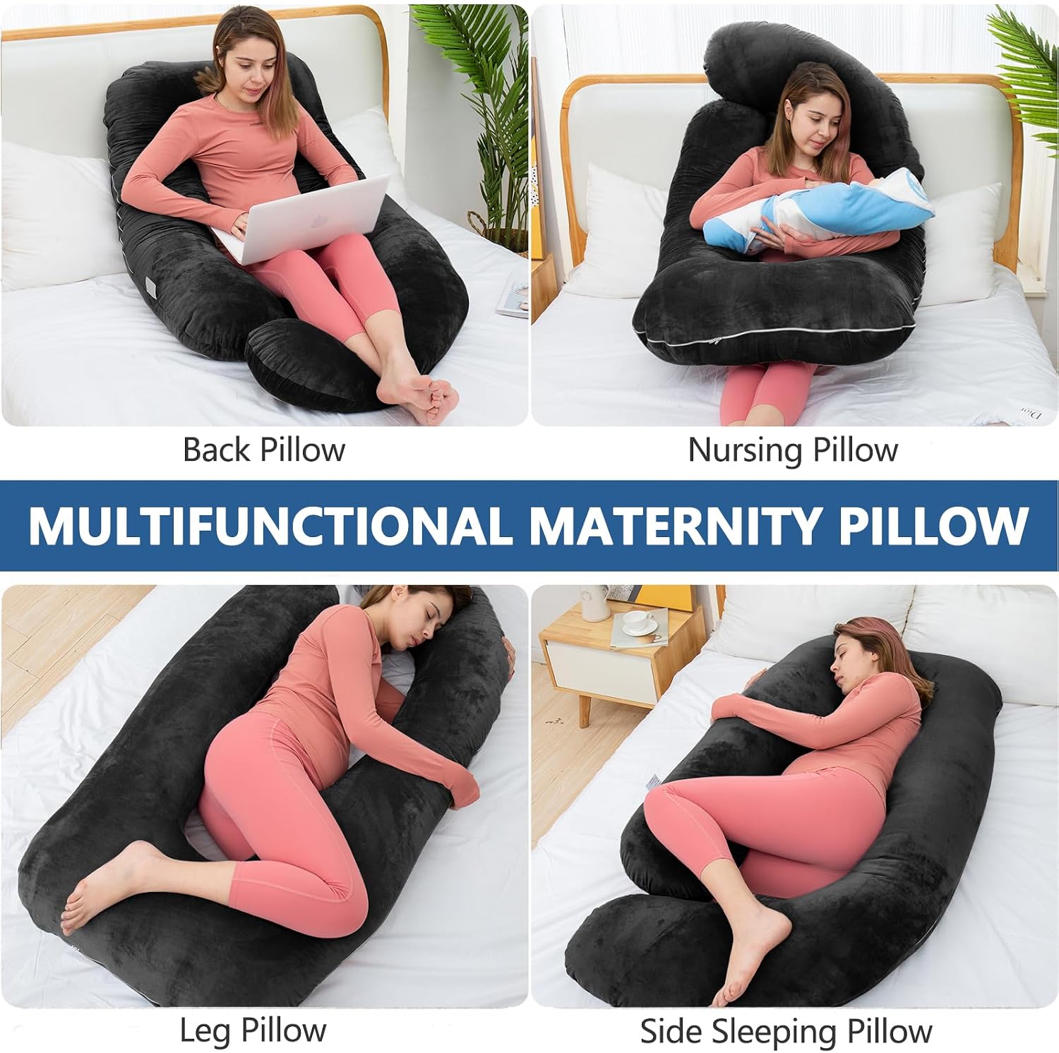 Shredded Memory Foam Body Pillow, Pregnancy Pillows for Sleeping, Maternity Pillow for Pregnant Women, Memory Foam Filling U Shaped Body…
