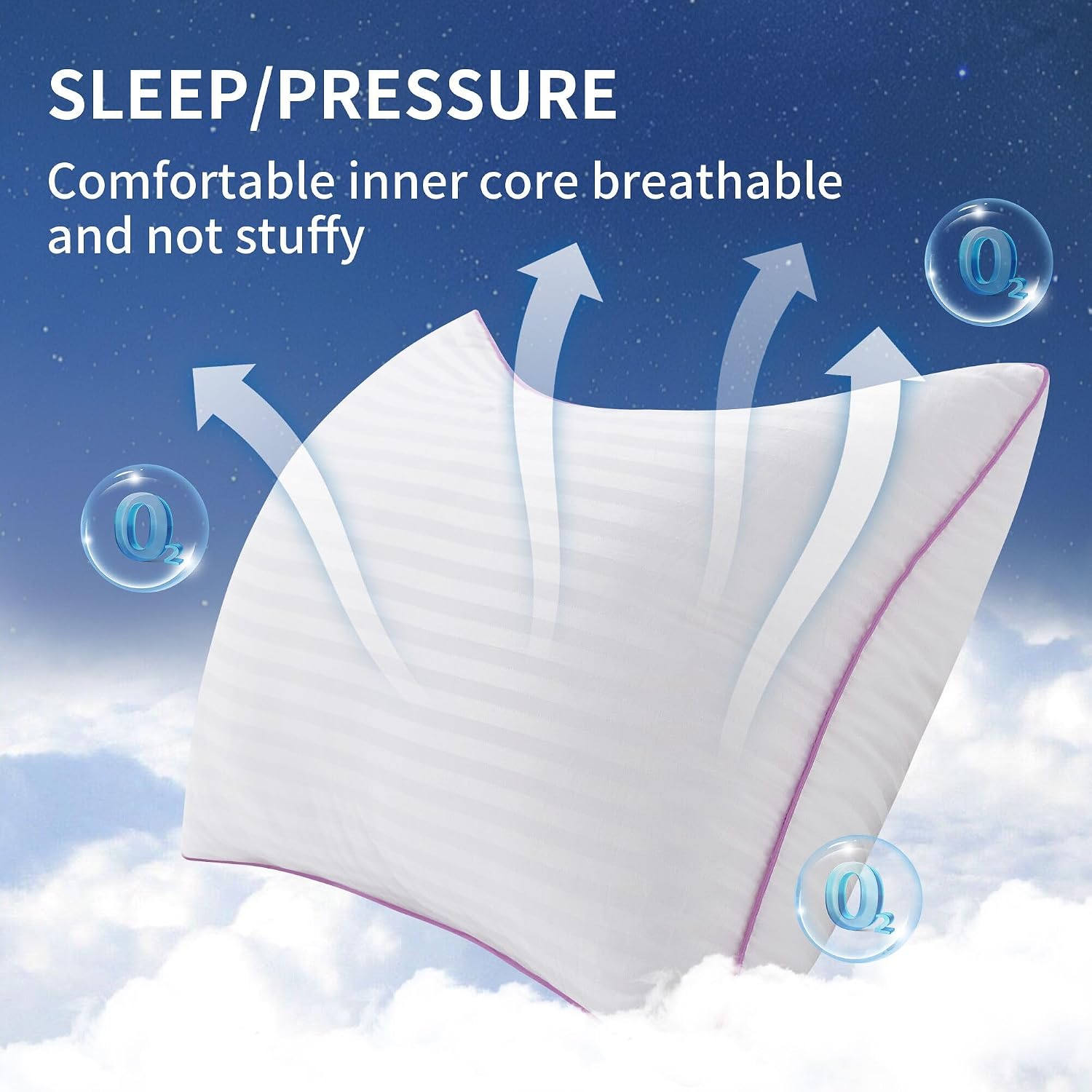 VAINOC Pillows Queen Size Set of 2, Breathable Hotel Collection Bed Pillows for Sleeping Medium Soft Down Alternative Microfiber Filled,20…