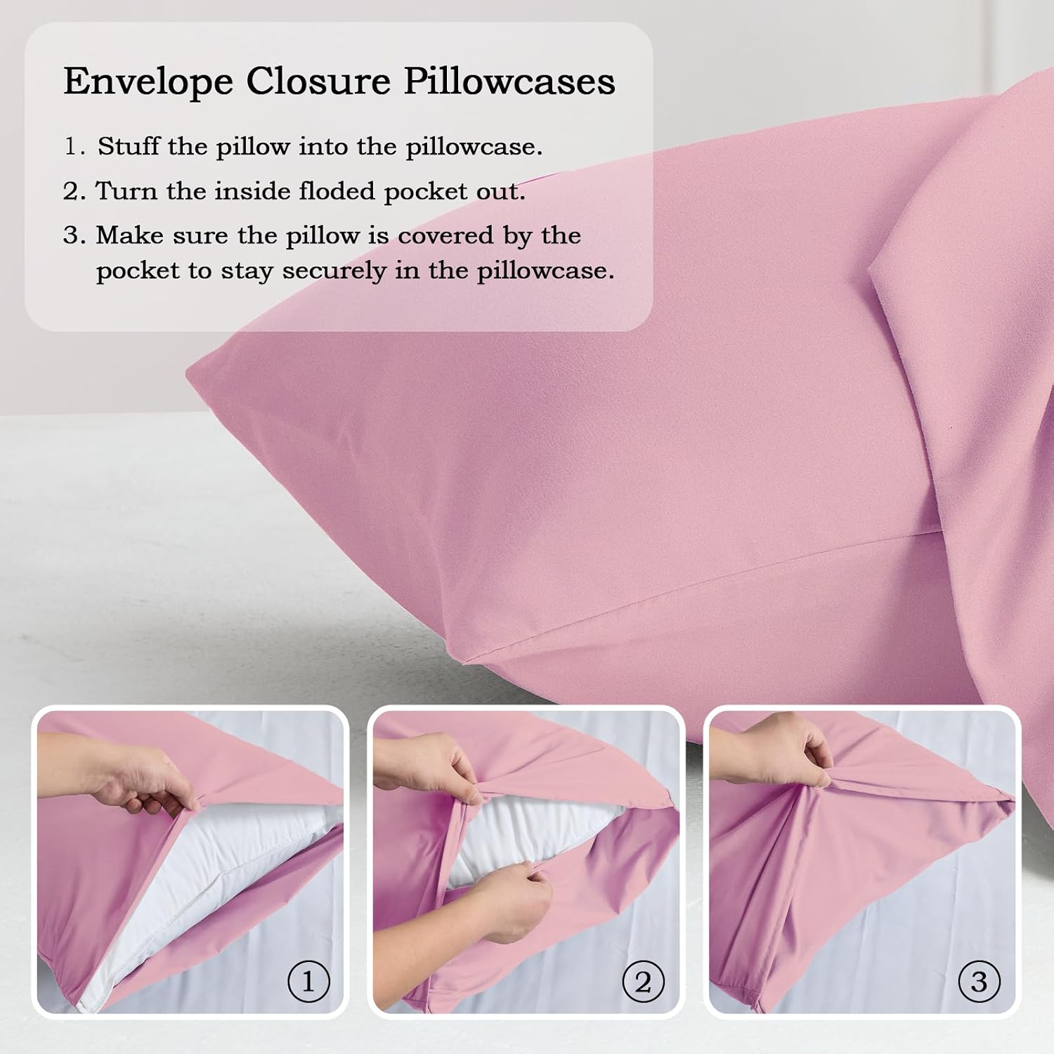 QJFabricCO Q&J Fabric Co. Queen Pillow Cases Set of 2, Brushed Microfiber Pillowcases, Soft, Wrinkle-Free, Fade-Resistant, Pillow Cases Envelope…