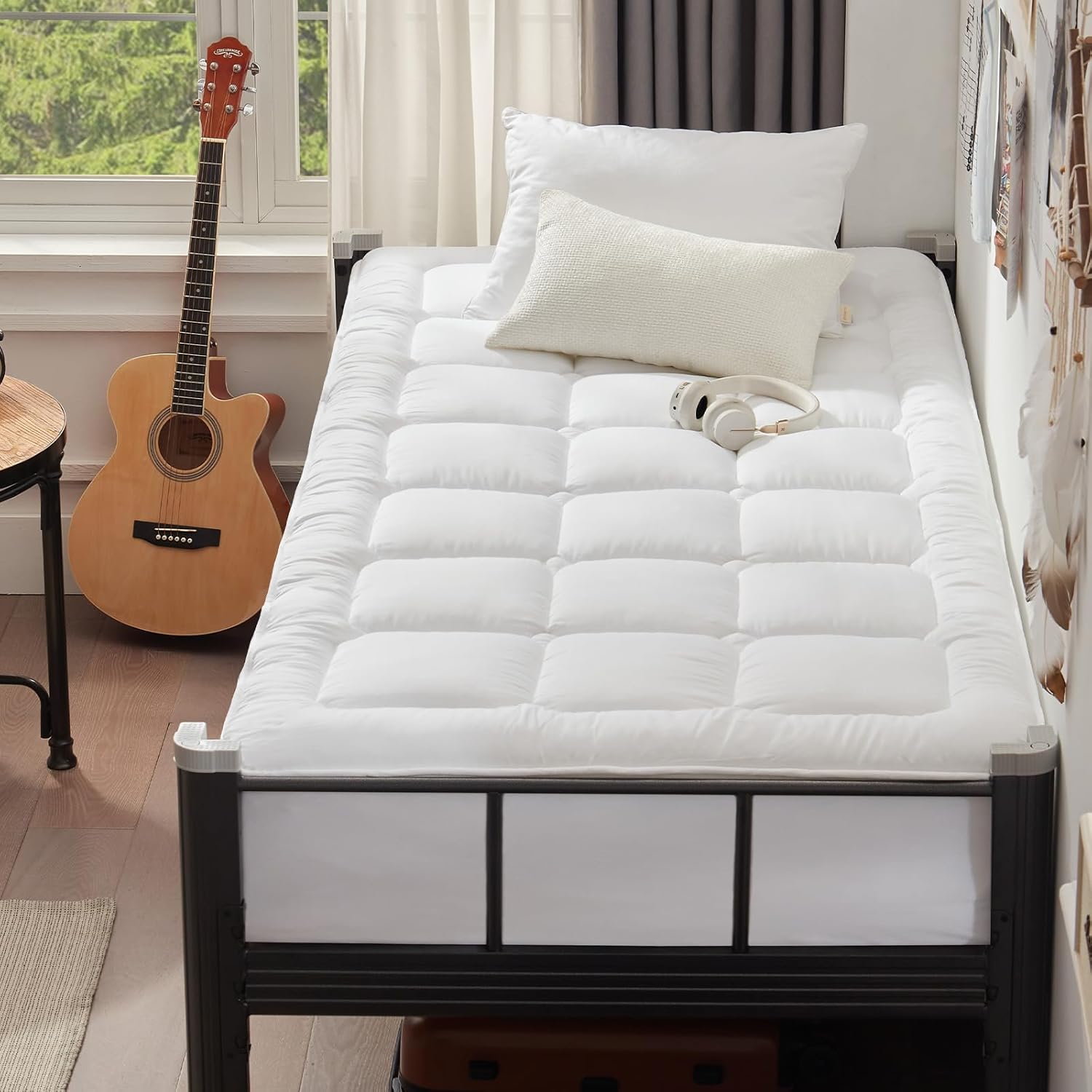 Unilibra Twin XL Size Mattress Pad Cooling Rayon from Bamboo, Quilted Fitted Mattress Protector Pillow Top Mattress Cover with Deep Pocket…