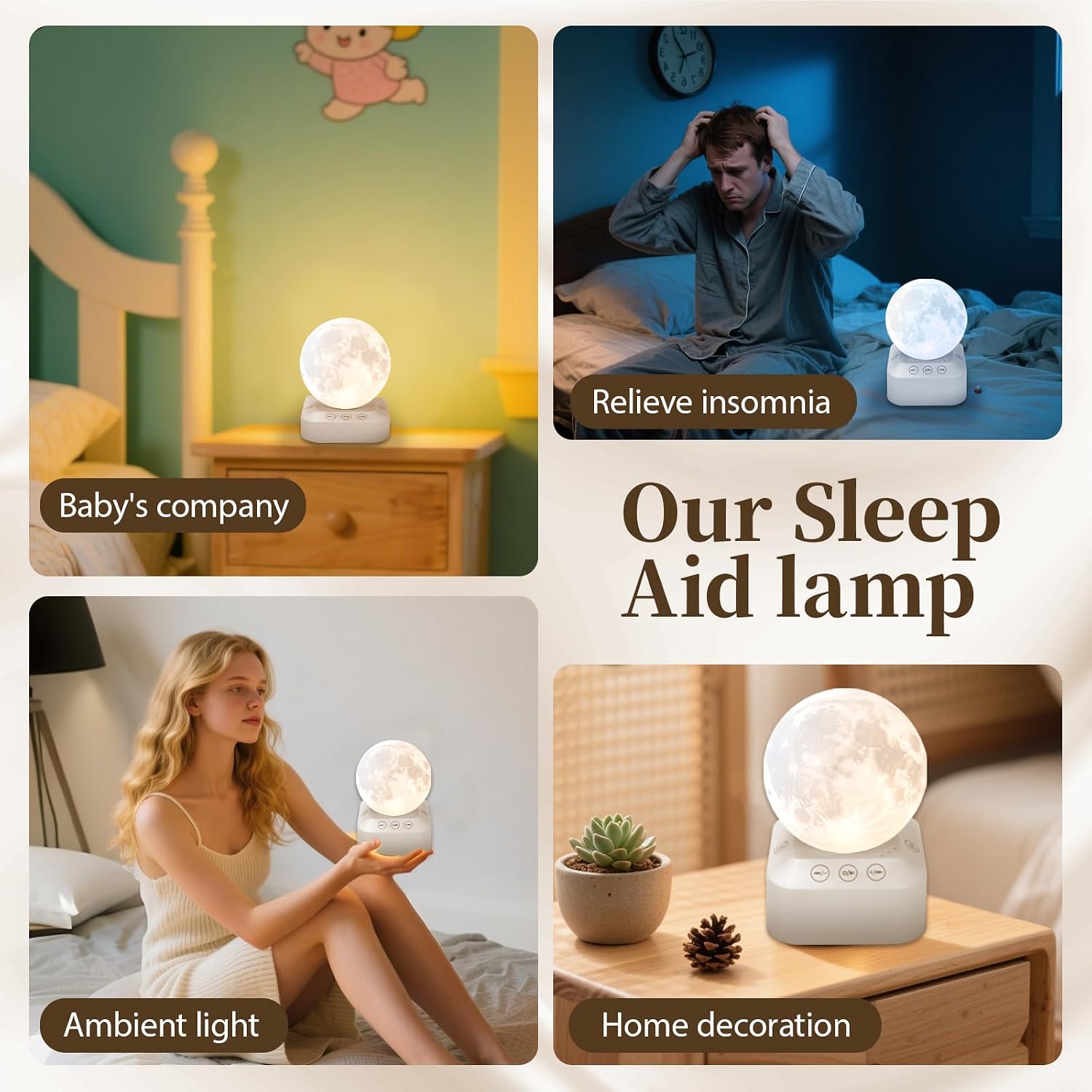 Rukico White Noise Sleep Machine with Moon Lamp Night Light,24 Soothing Sounds, Adjustable RGB Color Changing, for Babies &…