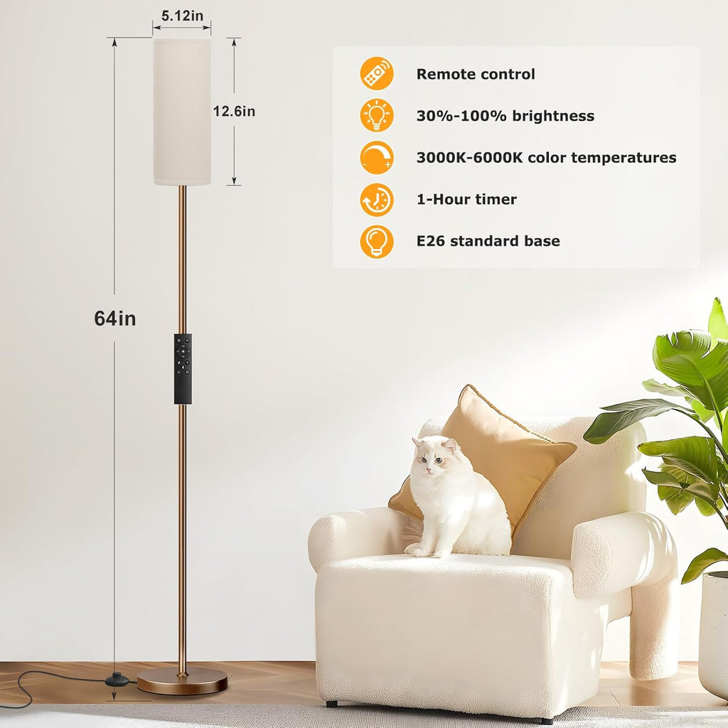 Ambimall 64'' Floor Lamps for Living Room with Remote Control and Stepless Dimmable Colors Temperature & Brightness, 9W Bulb…