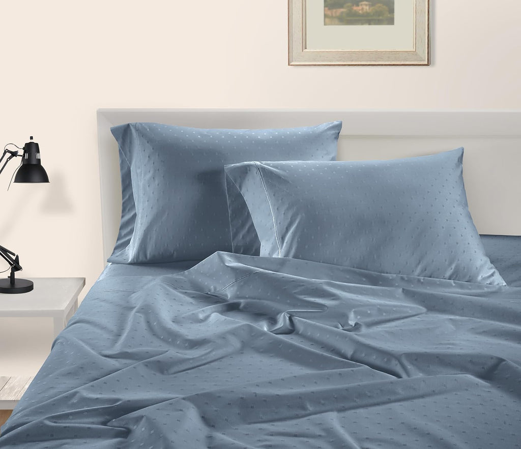 LaneLinen LANE LINEN Pillow Case Covers King, Set of 2, 100% Egyptian Cotton Sateen, Soft Cool & Smooth Pillow Cases - Swiss Dot - French B…