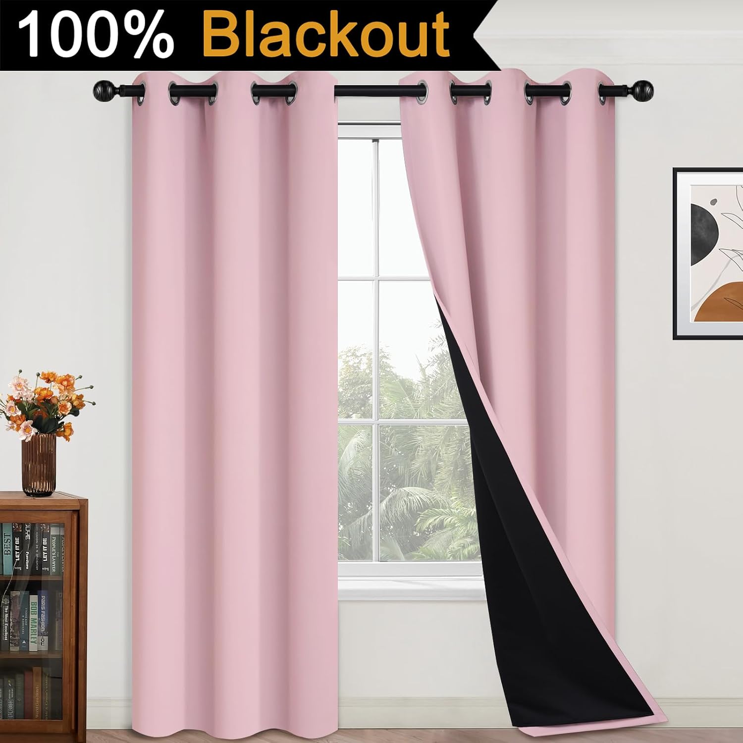 Yakamok Full Blackout Curtains 84 Inches Long, Blackout Curtain Panels for Bedroom, 2 Thick Layers Grommet Top Thermal Insulated Drapes…