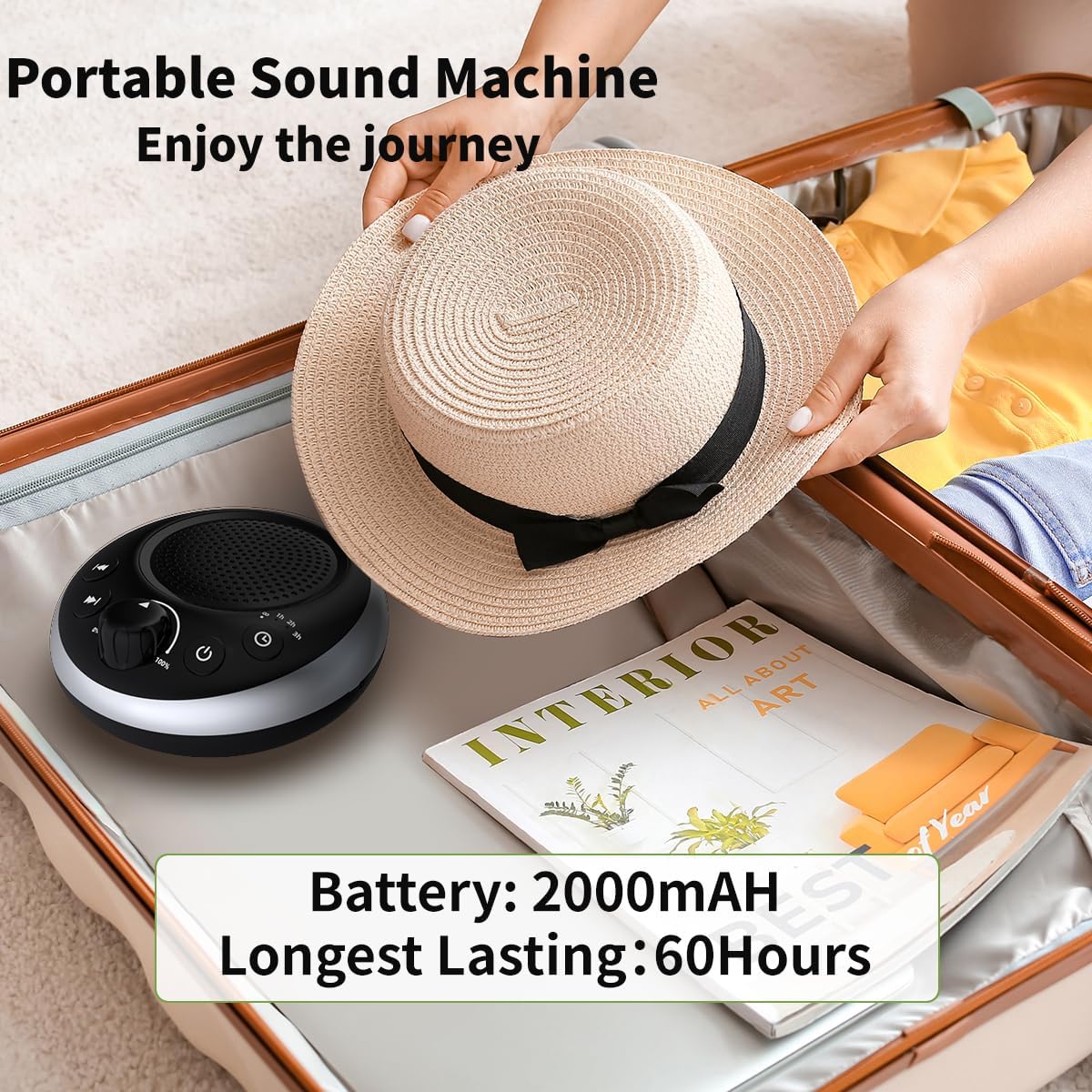iDealSleep Rechargeable Portable Brown Noise Machine 2000mAH Large Battery Sound White Noise Machine 30 Soothing Sounds for Baby Kids Adult…