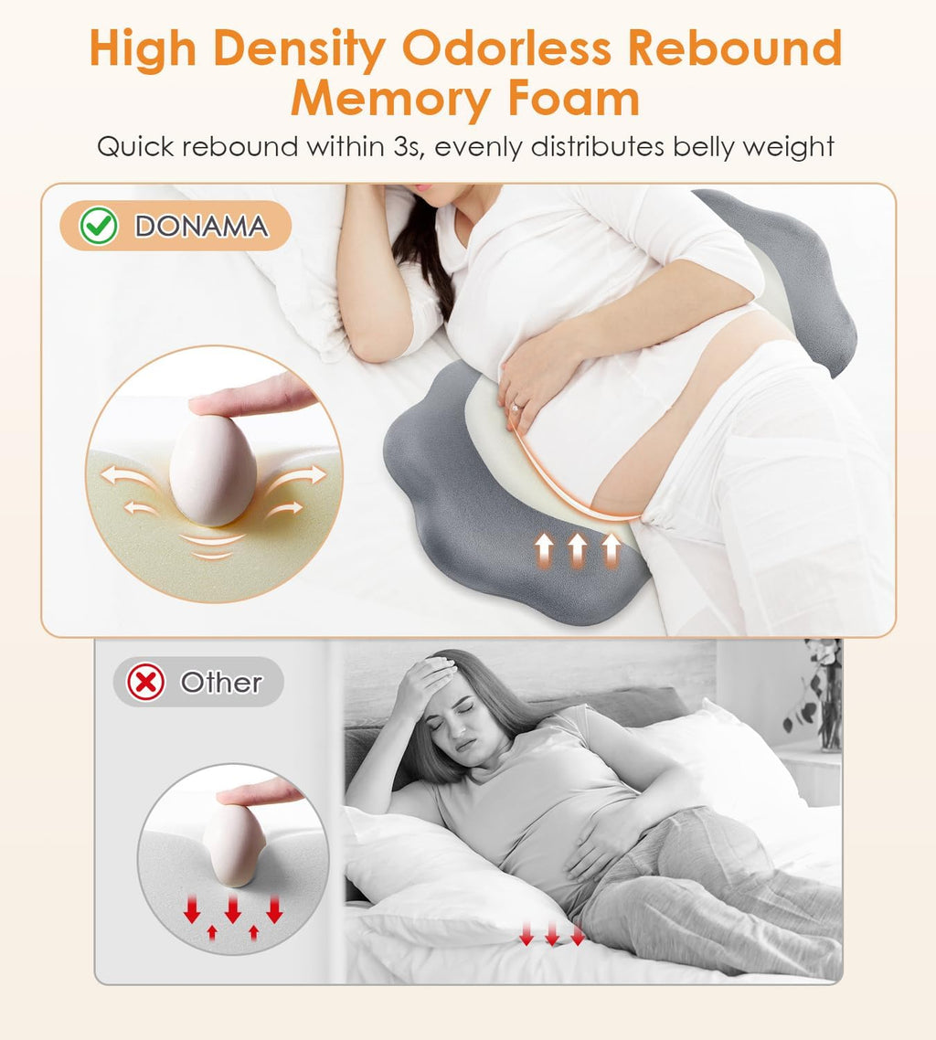 Donama Pregnancy Pillows for Sleeping, Memory Foam Maternity Pillow Support for Back Belly HIPS, Adjustable Travel Wedge Pillow for Pregnan…