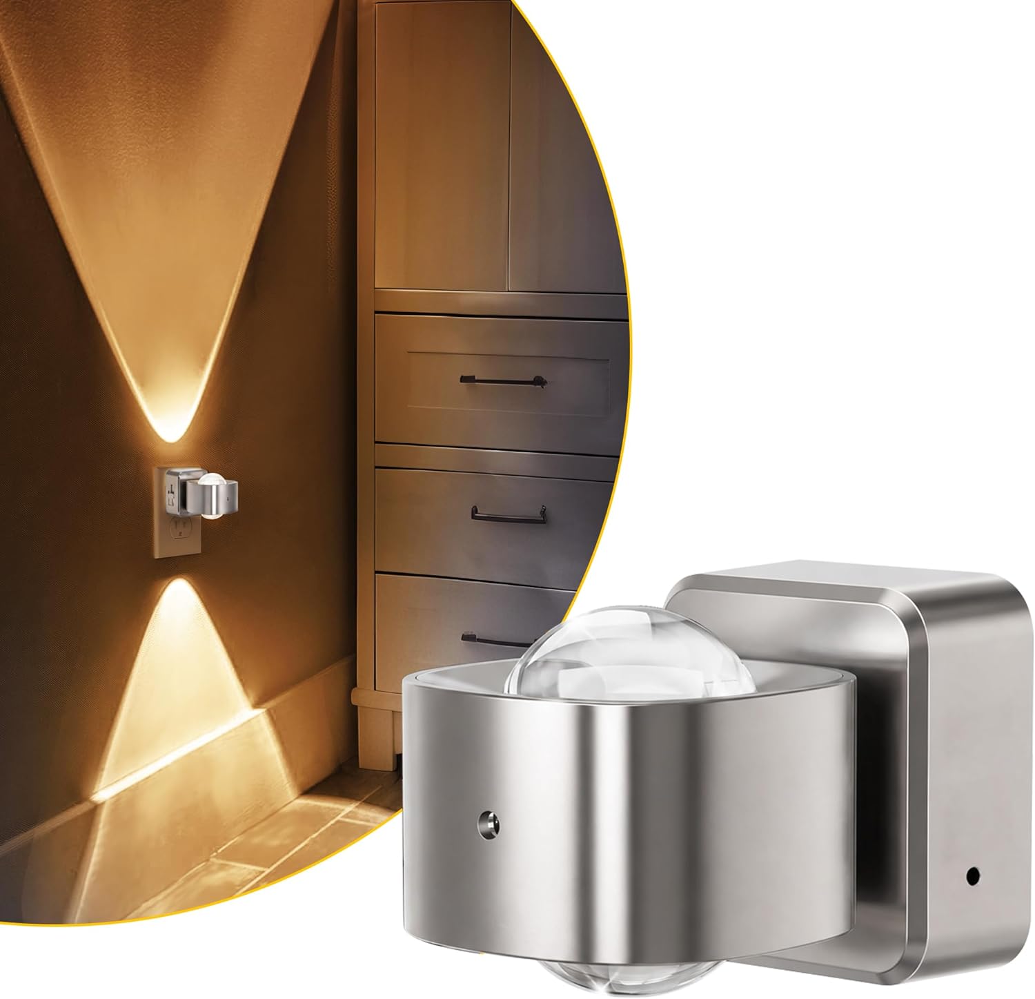 L LOHAS LED Night Light Projector, Night Lights Plug into Wall, Dusk to Dawn Sensor, Silver Rotating Nightlight for Kids, Soft White…