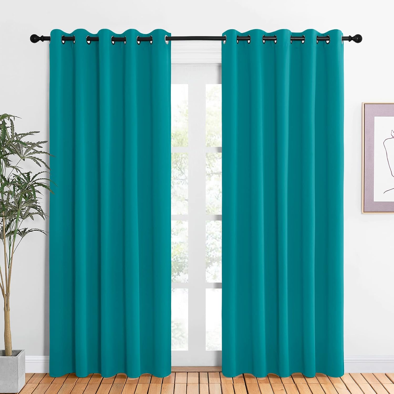 NICETOWN Blackout Draperies Curtains for Kids Room, Window Treatment Thermal Insulated Solid Grommet Blackout Drape Panels for Bedroom…