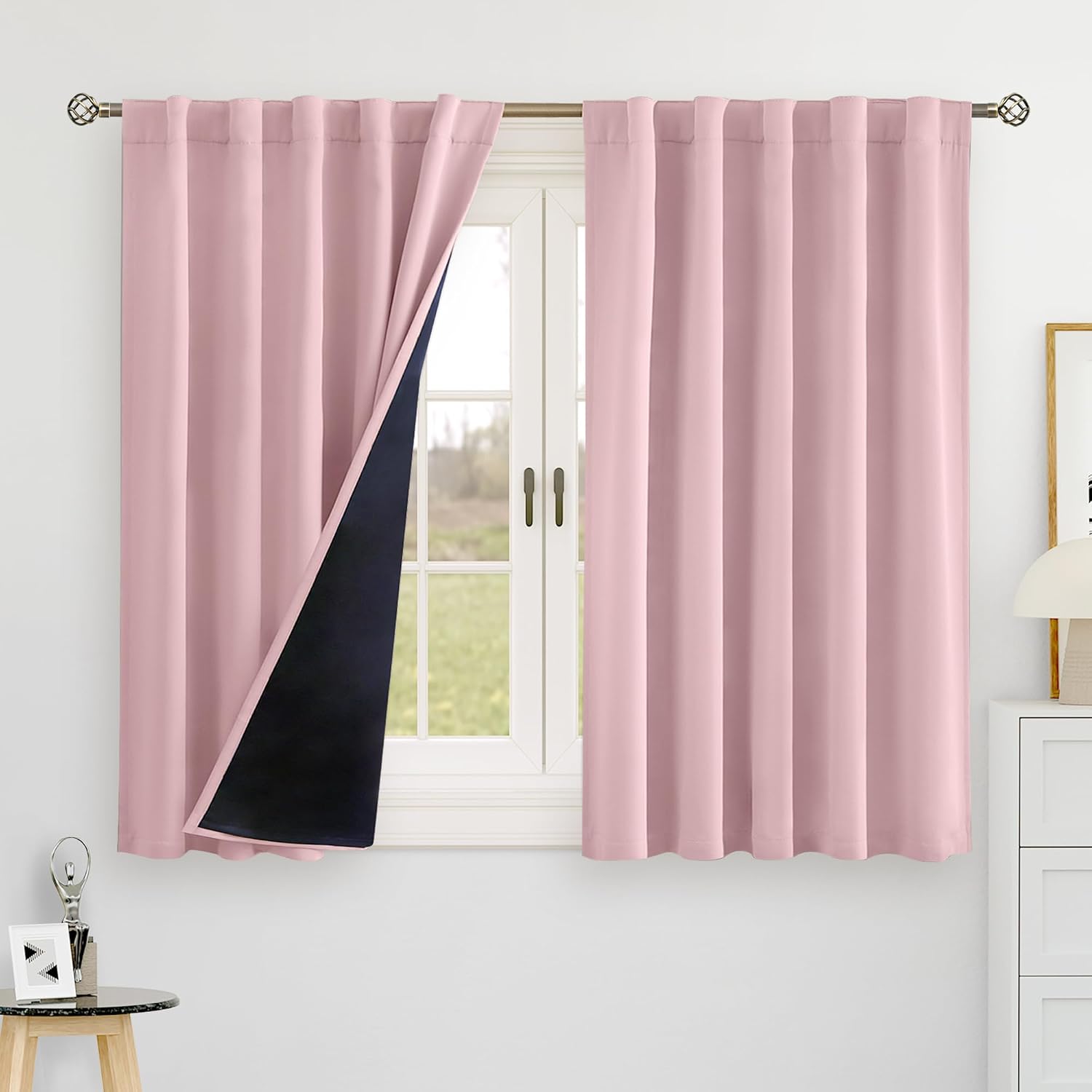 BGment 100% Blackout Curtains 40 Inch Length for Cafe, Rod Pocket and Back Tab Double Layer Thermal Insulated Full Room Darkening Bedroom…