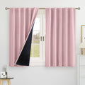 BGment Pink 100% Blackout 48 Inch Curtains for Small Window, Rod Pocket and Back Tab Double Layer Black Out Thermal Insulated Room…