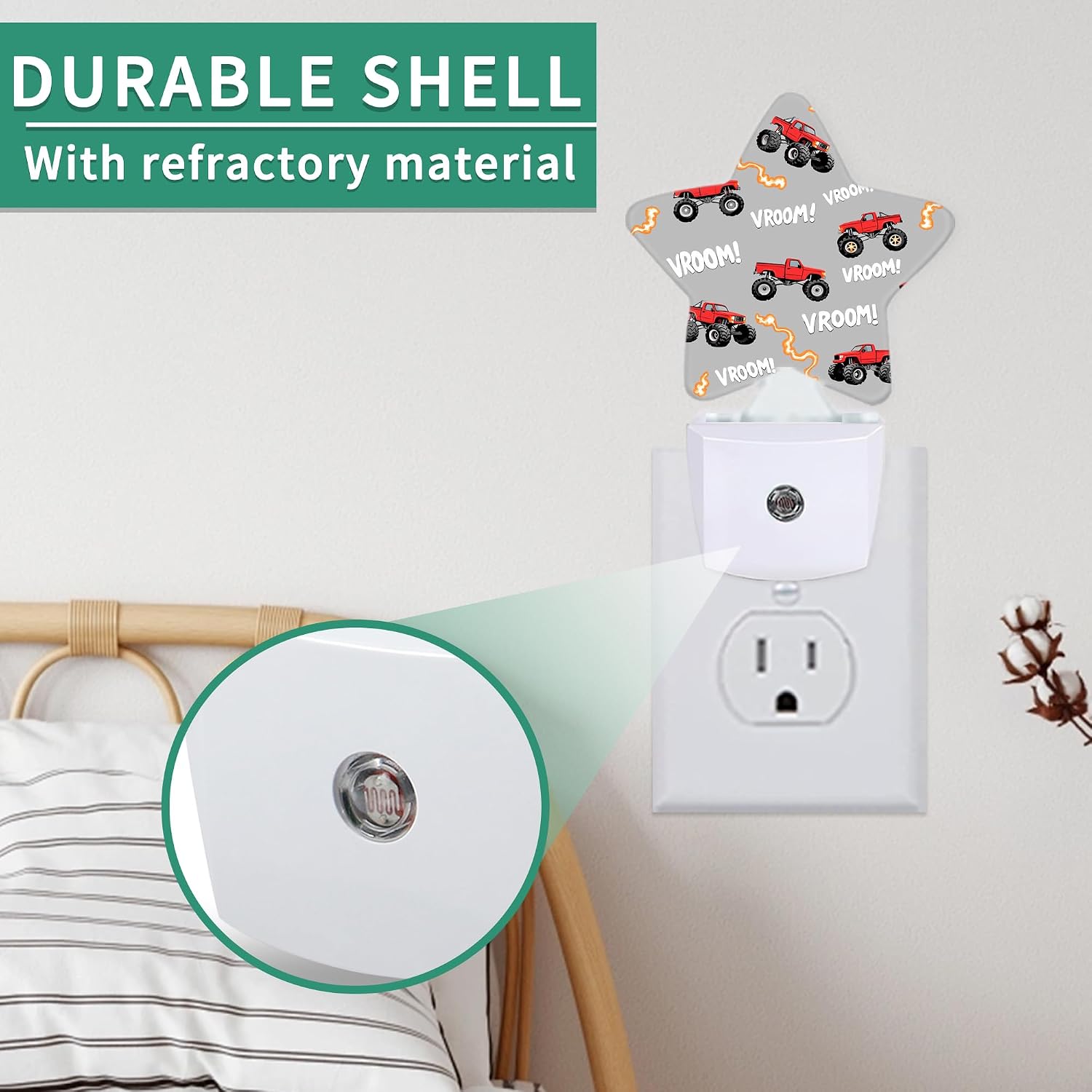 Star Night Light with Dusk to Dawn Sensor, Truck Plug in Night Light for Kids Bedroom Nursery, Soft Warm Glow Lamp for Hallway Bathroom…