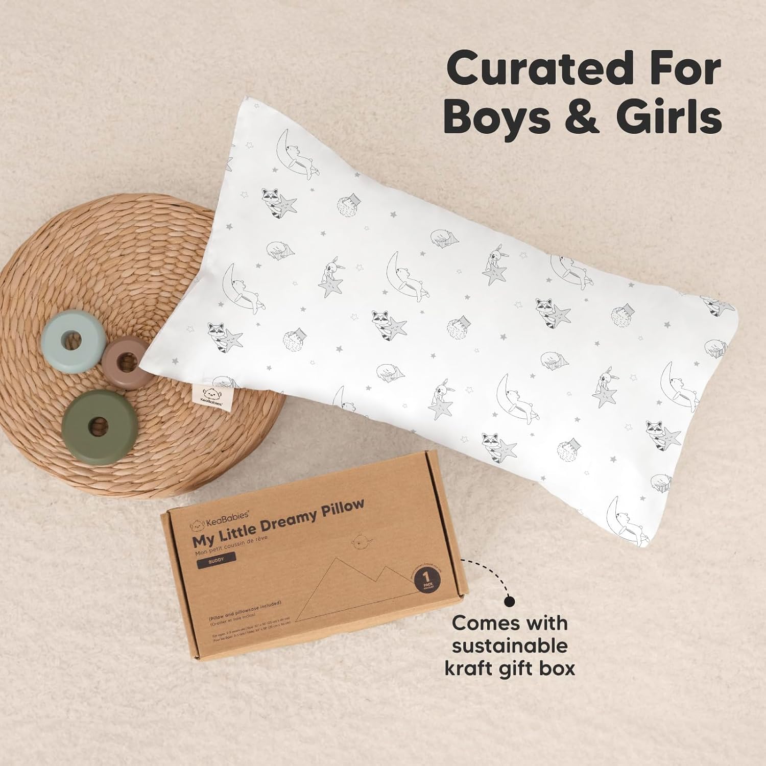 Toddler Pillow with Pillowcase - 10x18 My Little Dreamy Kids Travel Bed Pillows for Sleeping, Organic Cotton Small Pillowcase, Soft &…
