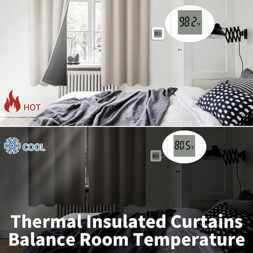 BGment Thermal Insulated 100% Blackout Curtains for Bedroom with Black Liner, Double Layer Full Room Darkening Noise Reducing Grommet Curta…
