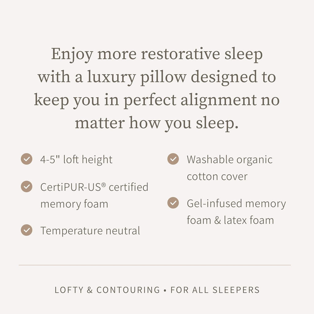 Saatva Cloud Memory Foam Pillow - Gel-Infused Shredded Memory Foam Fill - Standard Loft (4"-5") Contouring Pillow - for Any Sleep…