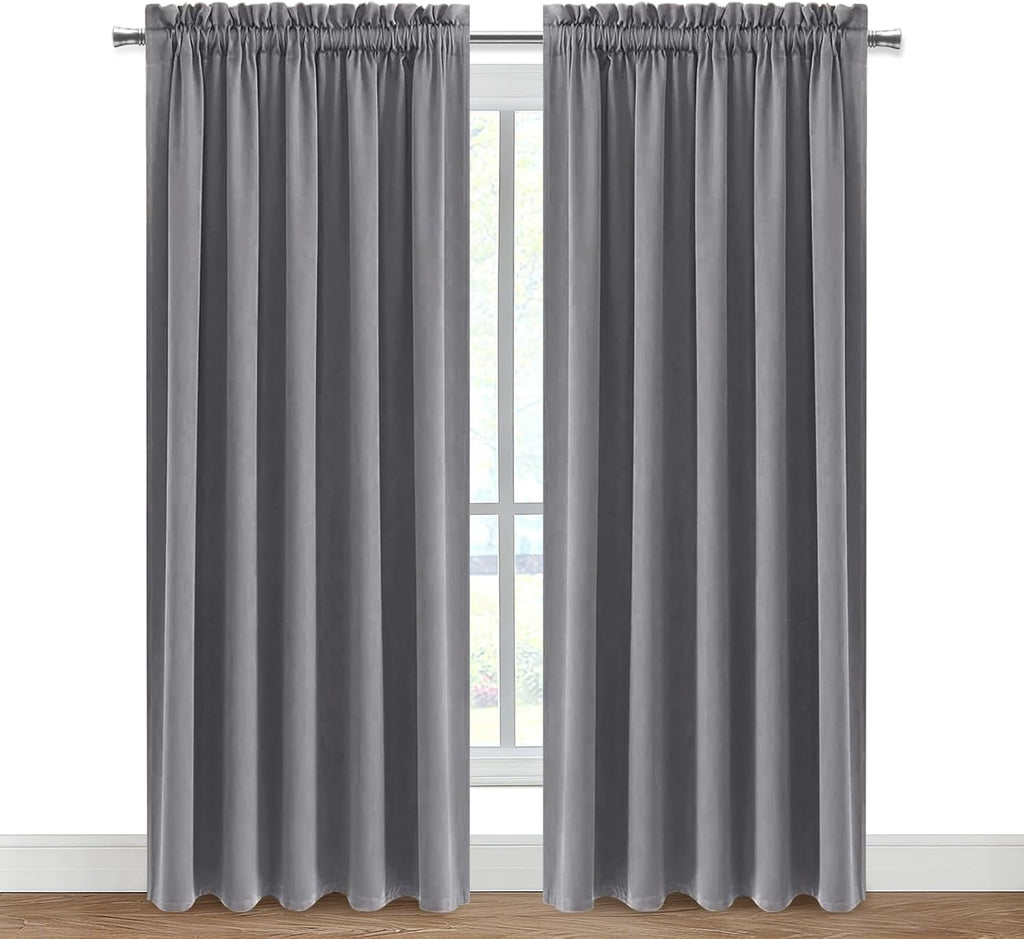 DWCN Blackout Curtains for Living Room Thermal Insulated, Energy Saving & Noise Reducing Bedroom Curtains, Grey, W 70x L 84 Inch, Set of…