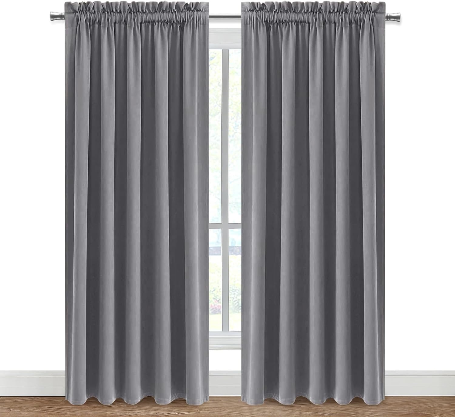 DWCN Blackout Curtains for Living Room Thermal Insulated, Energy Saving & Noise Reducing Bedroom Curtains, Grey, W 70x L 84 Inch, Set of…