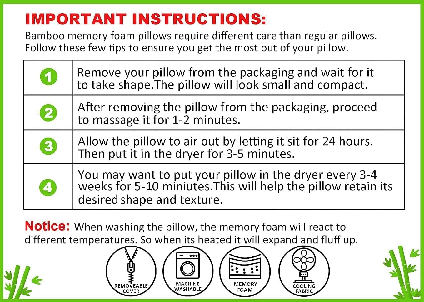 Memory Foam Bamboo Pillows King Size Set of 2 [Adjustable] for Sleeping - Cool & Breathable Cover with Zipper Rayon Derived from Bamboo…