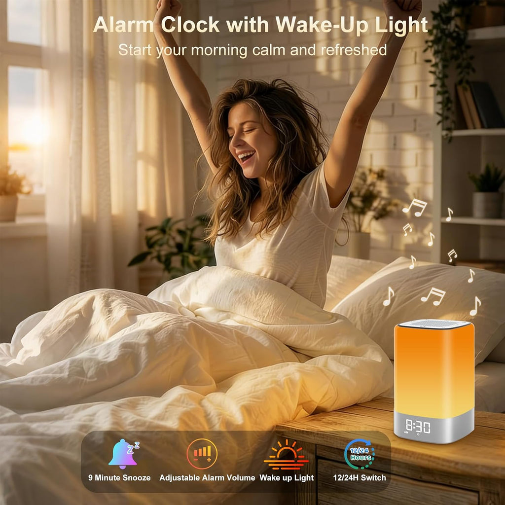 Sound Machine with 32 Soothing Sounds, Alarm Clock, White Noise Machine, Night Light, Bluetooth Speaker, App Control, Timer, Alarm Clock…