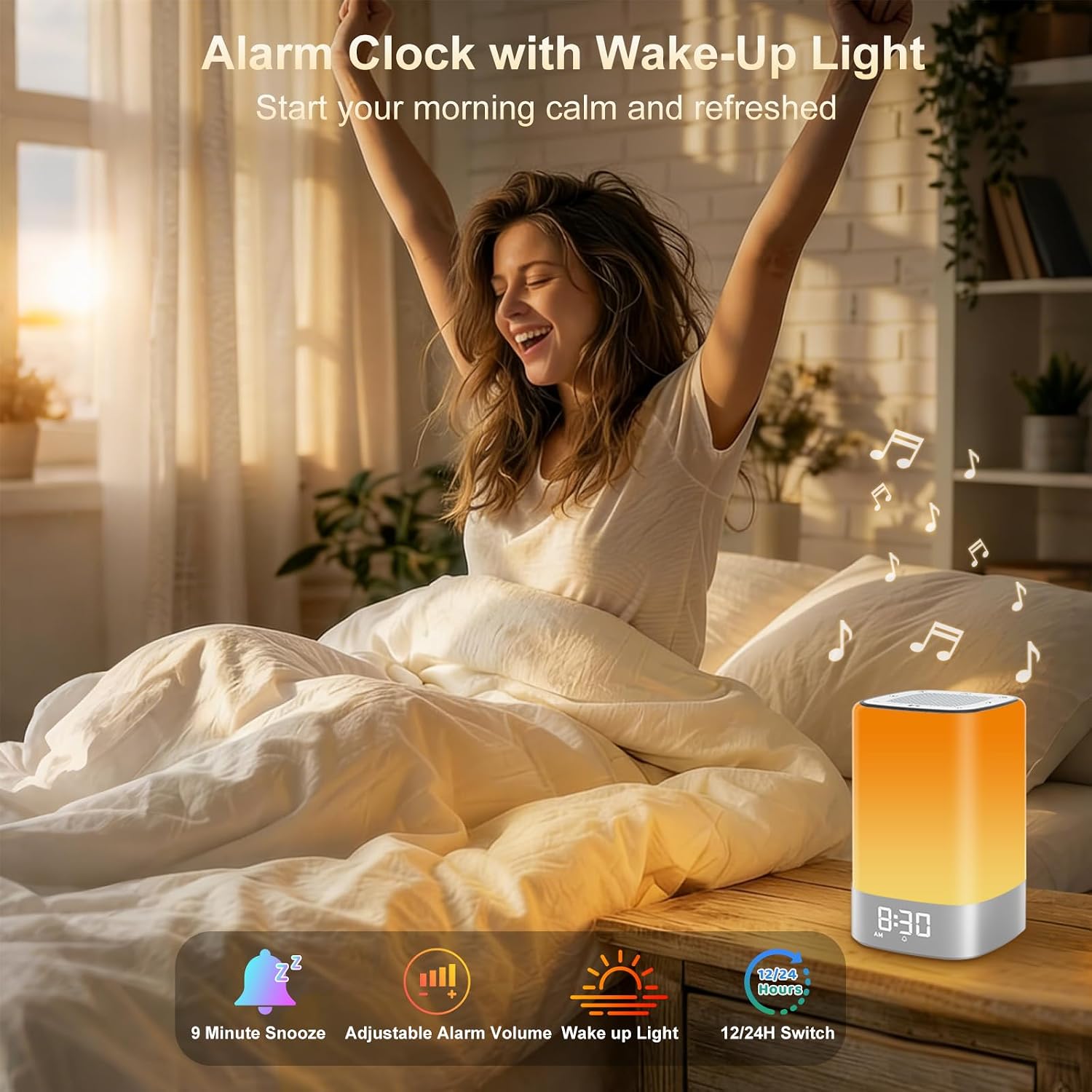Sound Machine with 32 Soothing Sounds, Alarm Clock, White Noise Machine, Night Light, Bluetooth Speaker, App Control, Timer, Alarm Clock…
