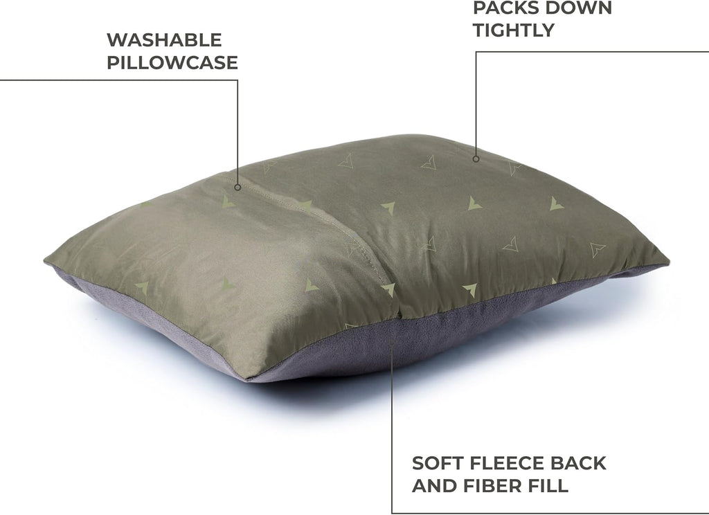 Teton Sports Camp Pillow; Great for Travel, Camping and Backpacking; Washable, Olive