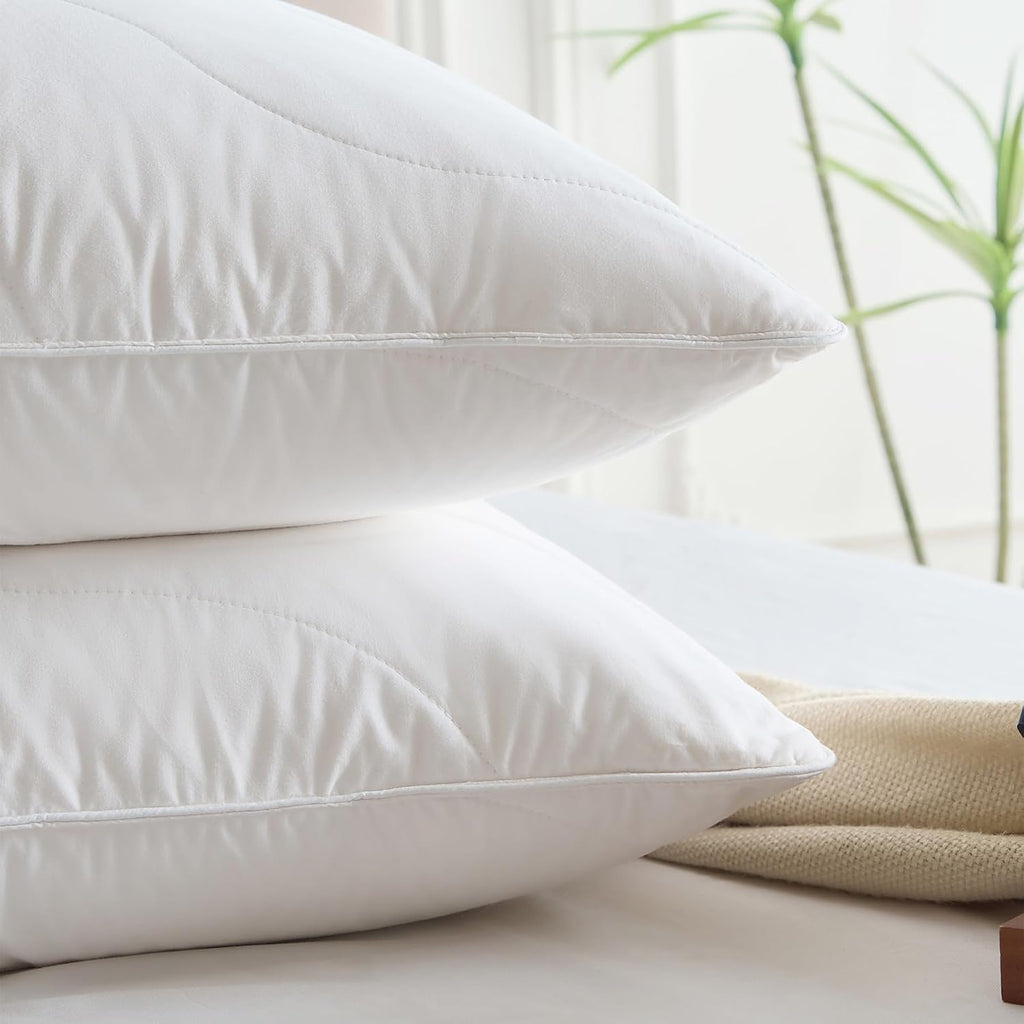 ThreeGeese Three Geese White Goose Feather Down Pillows King Size(20x36inches) 2 Pack- 100% Cotton, Medium Firm, Soft Support 2 Pack Cotton…
