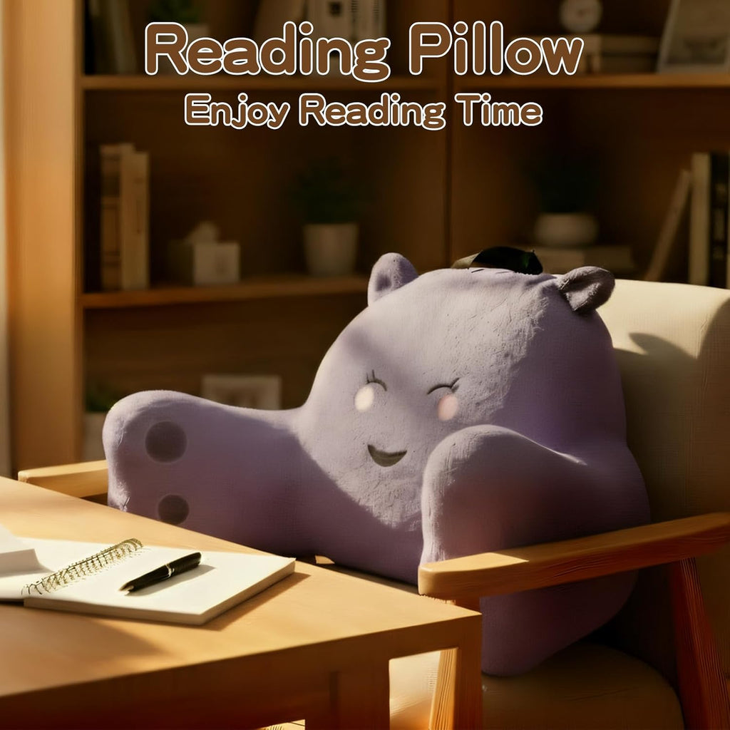 Ajicong Reading Pillow for Sitting in Bed Couch Teens/Adult, Back Rest Pillow for Sitting Up in Bed with Shredded Memory Foam, Includes Arm…