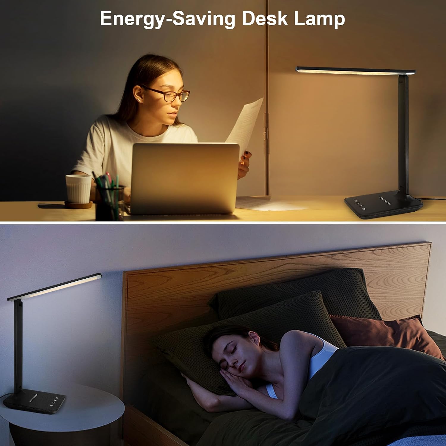 karidi LED Desk Lamp Dimmable Table Lamp with USB Charging Port, 5 Lighting Modes, Sensitive Control, Foldable Portable Desk Light for…