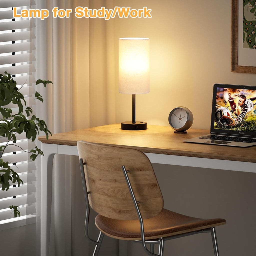 Dicoool Tall Touch Bedside Table Lamp with USB - 3 Way Dimmable Black Lamps for Bedroom Nightstand, Desk Lamp with Black Charging Station…