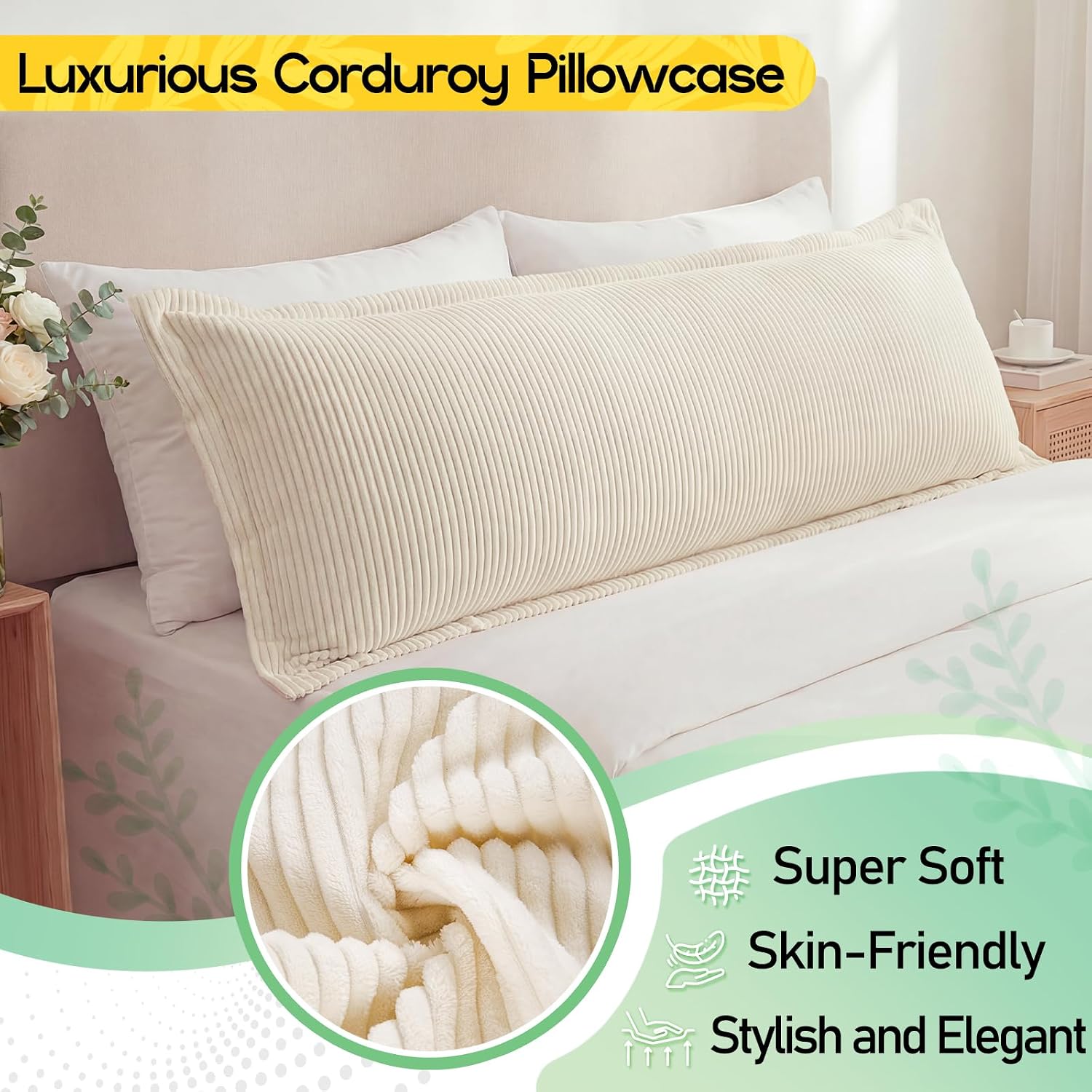 1 MIDDLE ONE Body Pillow, Memory Foam Body Pillows for Adults Sleeping, Long Pillow for Bed, Large Full Body Pillow for Side Sleeper with…