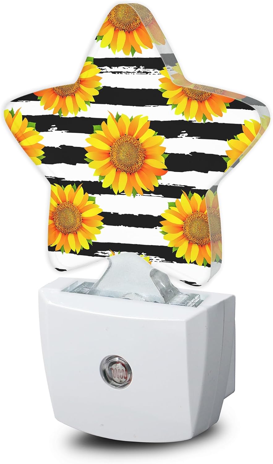 Sunflowers Plug-in Night Light Black White Grid with Dusk-to-Dawn Sensor for Bedroom, Bathroom and Living Room Sleep Friendly lamp for…