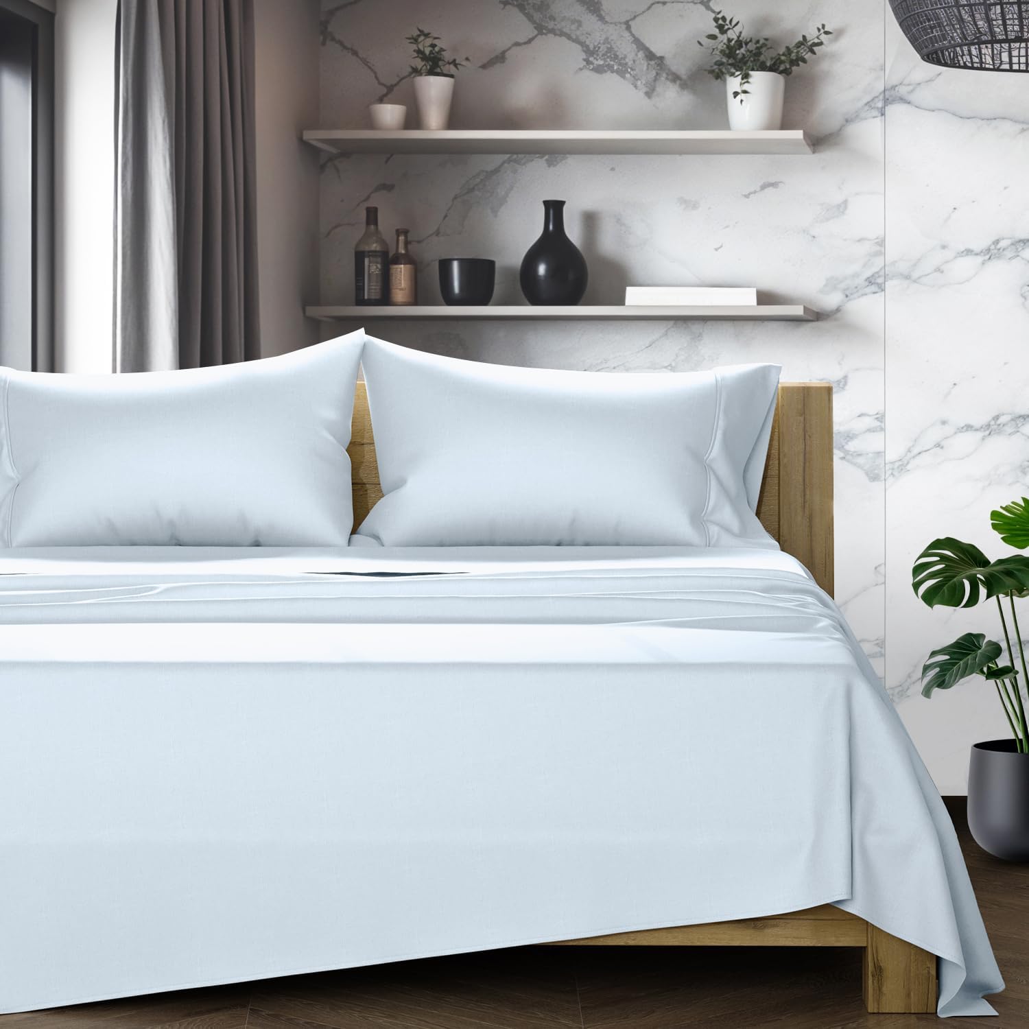 TEXAS LINEN CO. 100% Egyptian Cotton Bed Sheets Full Size - Luxury 1200 Series Star Sleepin' Collection Sheets Full Size Bed Set (4 PC…