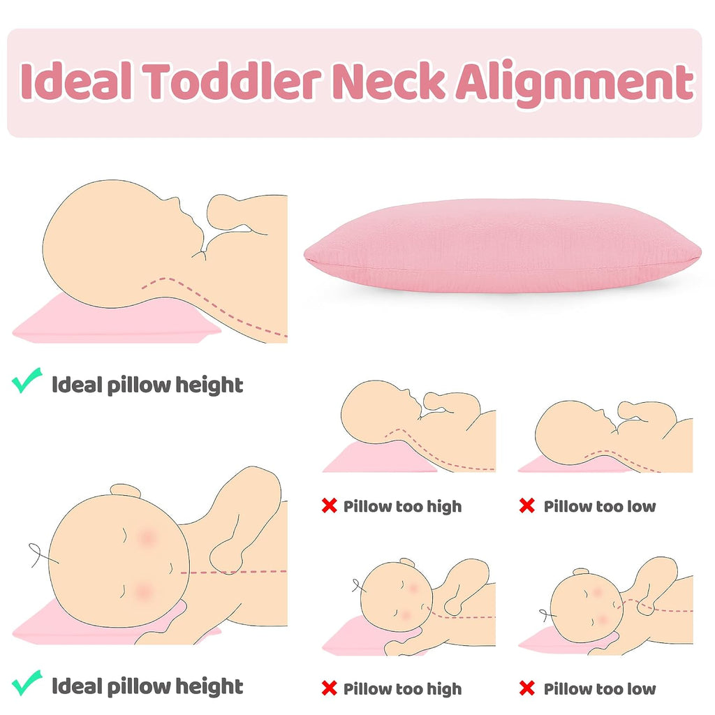 ProGoleem Pro Goleem Toddler Pillow with 100% Muslin Cotton Pillowcase – 13x18 Ultra Soft, Breathable & Machine Washable Kids Pillow for Sl…
