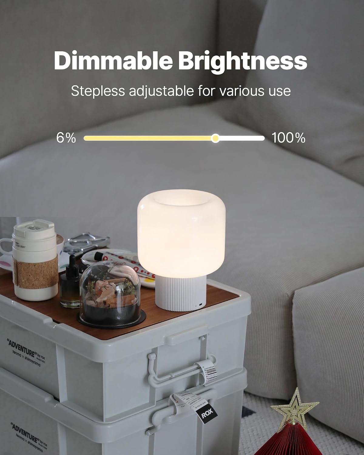 MAGCHARM Halo Mushroom Lamp, 5W Cute Cordless Rechargeable Table Lamp with Glass Shade, 3 Color Temps LED Dimmable Ambient Lighting…