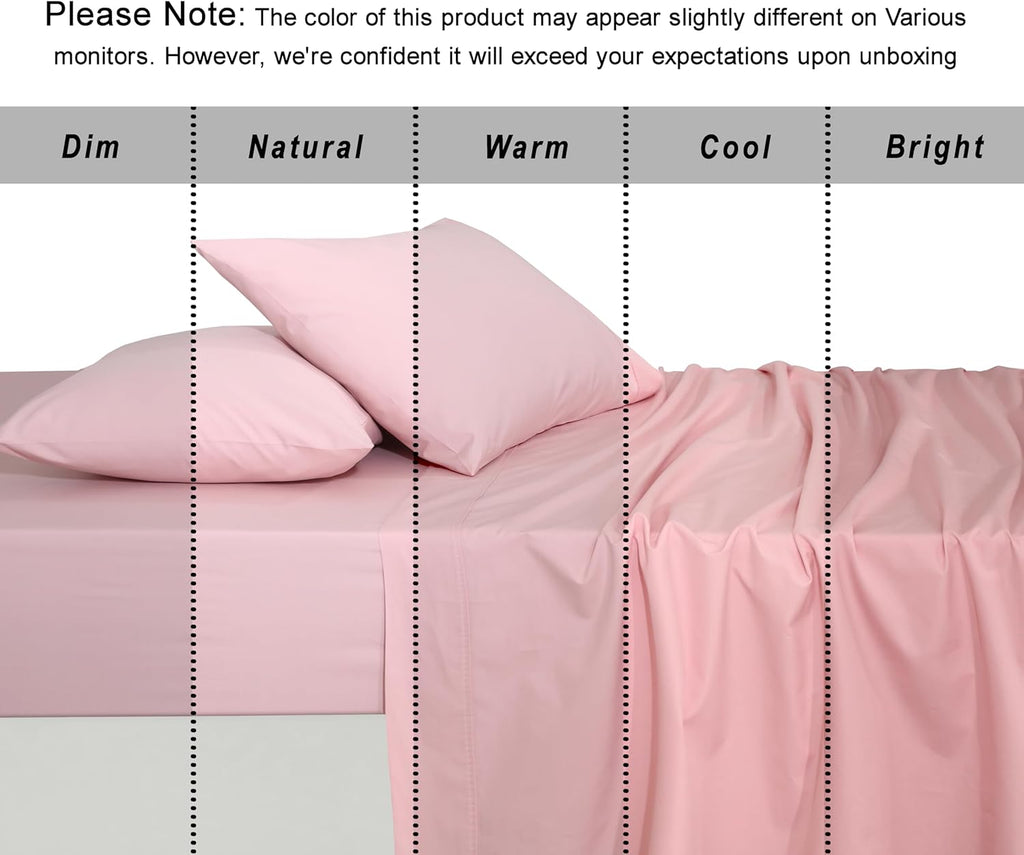 Ruvanti 100% Cotton Organic Percale Sheets Twin XL Size – Crisp Cooling Bed Sheets for Hot Sleepers, Deep Pocket 15”, Soft Peach Finish, Br…