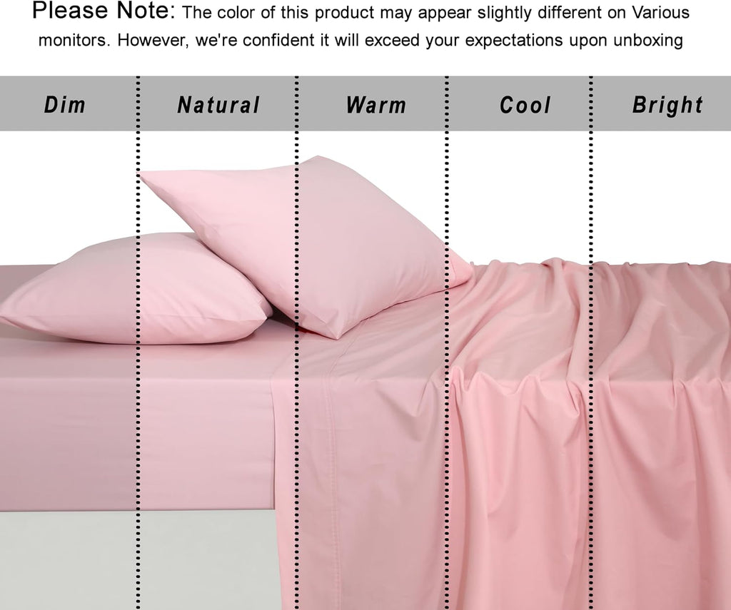 Ruvanti 100% Cotton Organic Percale Sheets King Size – Crisp Cooling Bed Sheets for Hot Sleepers, Deep Pocket 15”, Soft Peach Finish, Breat…