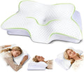 Roowana Cervical Neck Pillow for Neck Pain, Memory Foam Orthopedic Pillow with Contoured Design, Neck Support Pillows with Two Height Optio…