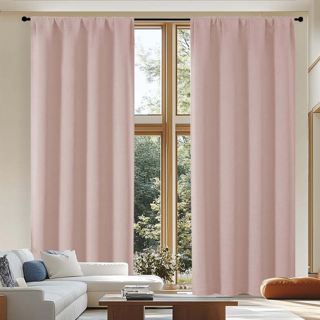 Simplebrand Ava Blackout Curtains for Patio 108 Inches Long 2 Panels Set, Solid Thermal Insulated Room Darkening Rod Pocket Window Treatmen…