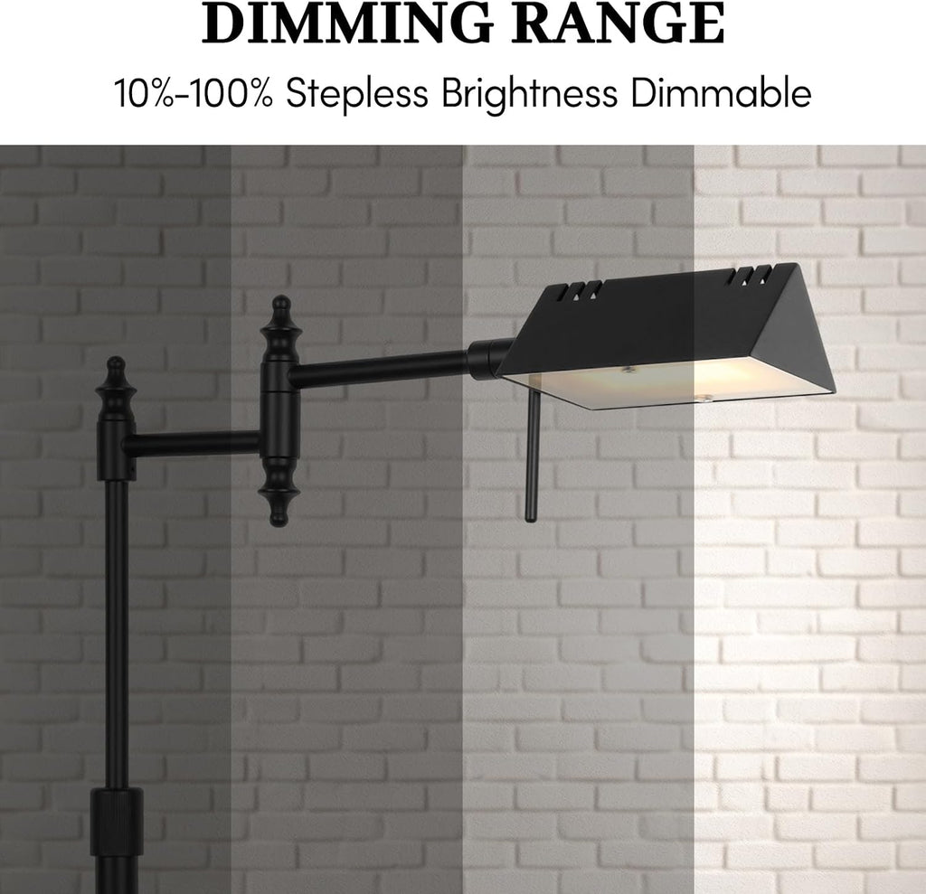 Bairth Dimmable Pharmacy Floor Lamp with Remote, 17W LED Reading Floor Lamp with 360°Swing Arm, 3 Color Temperature, Height Adjustable…