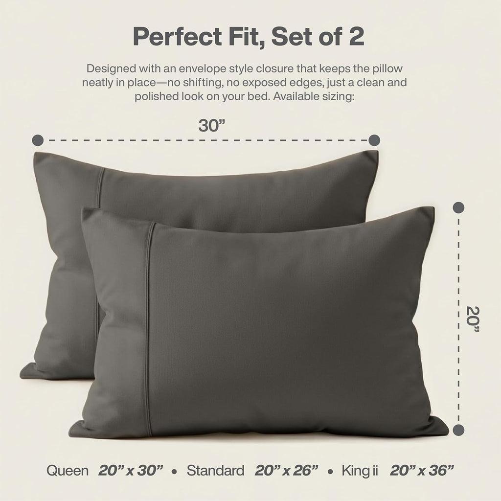 Queensbay Queen Pillow Cases Set of 2, Microfiber Cooling Pillowcases, Soft Breathable Envelope Closure Pillow Covers, Wrinkle Free Easy Ca…
