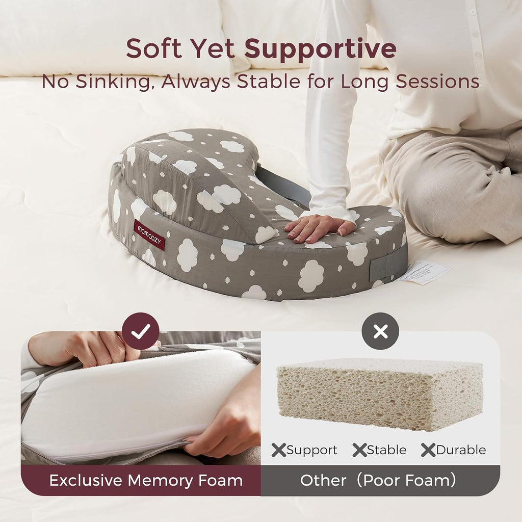 Momcozy Innovative Safety Guard Nursing Pillow - Firm & Springy Memory Foam - Stable, Ergonomic Support & Comfort - Wider Breastfeeding Cus…