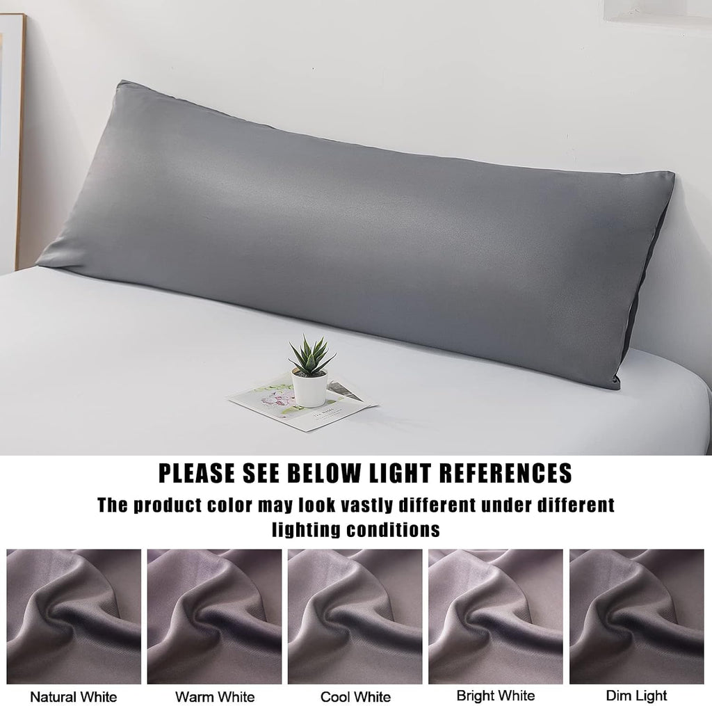 Body Cooling Pillow Cases Cover, Bamboo Rayon Dark Grey Body Pillowcases with Zipper Closure, Cool and Breathable Pillow Case for Hot…