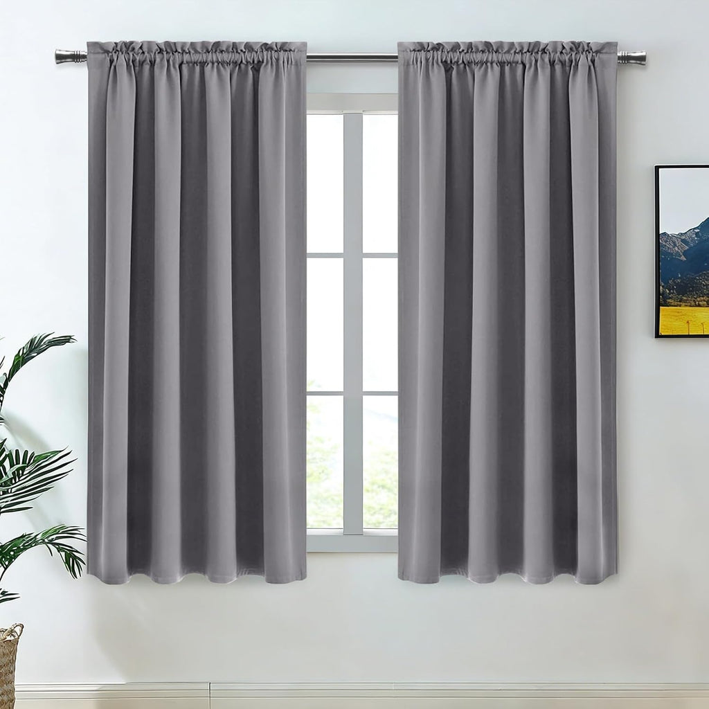 Dwcn Grey Room Darkening Blackout Curtains - Thermal Insulated Privacy Energy Saving Window Curtain Drapes 52 x 54 inch Length, Set of 2 Be…