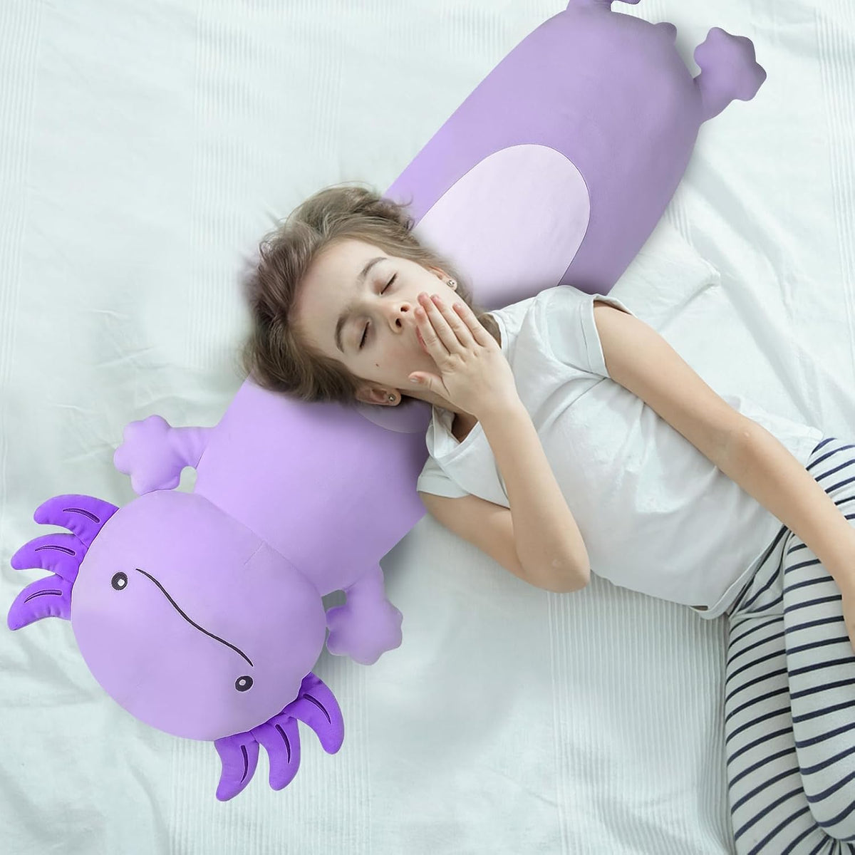 Dalmao 22 inch Cute Giant Purple Axolotl Plush Soft Body Pillow, Large Squishy Plushies Axolotl Stuffed Animals Toy, Gifts for Kids Boys Gi…