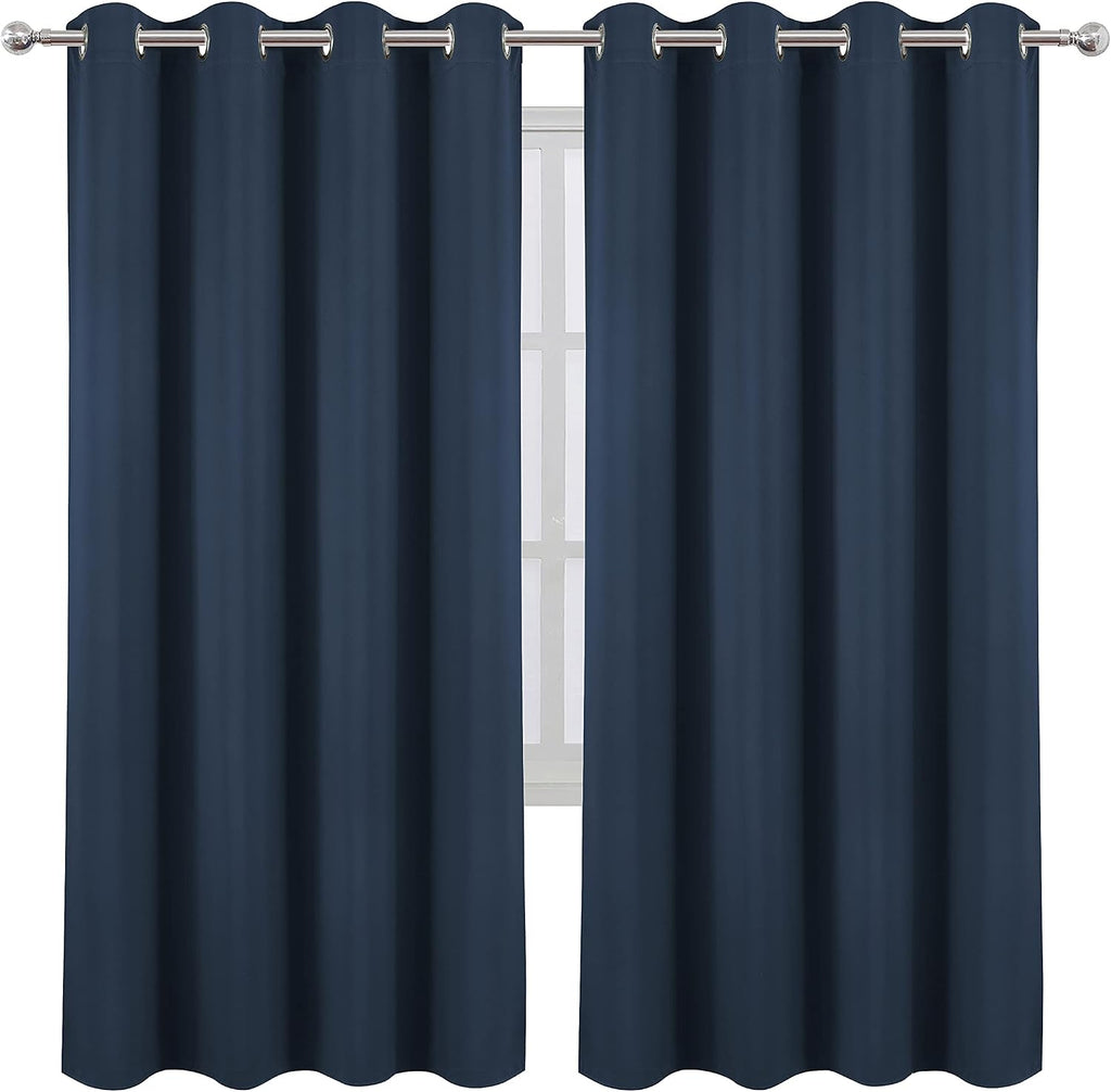 Lemomo Navy Blue Blackout Curtains/52 x 72 Inch/Set of 2 Panels Room Darkening Curtains for Bedroom 72 Inch Blue