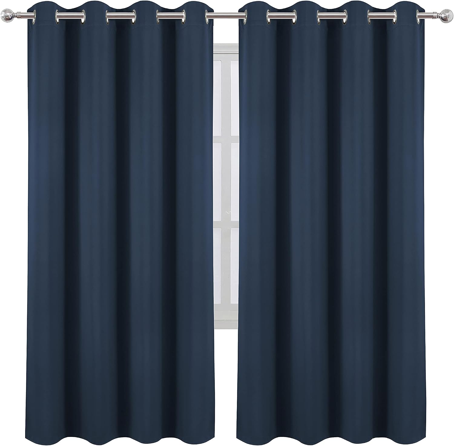 Lemomo Navy Blue Blackout Curtains/52 x 72 Inch/Set of 2 Panels Room Darkening Curtains for Bedroom 72 Inch Blue