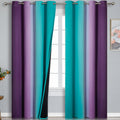 Estelartextiler Estelar Textiler Ombre Purple Blackout Curtains 96 Inches Long, Teal Curtains for Living Room, Grommet Thermal Insulated Gr…