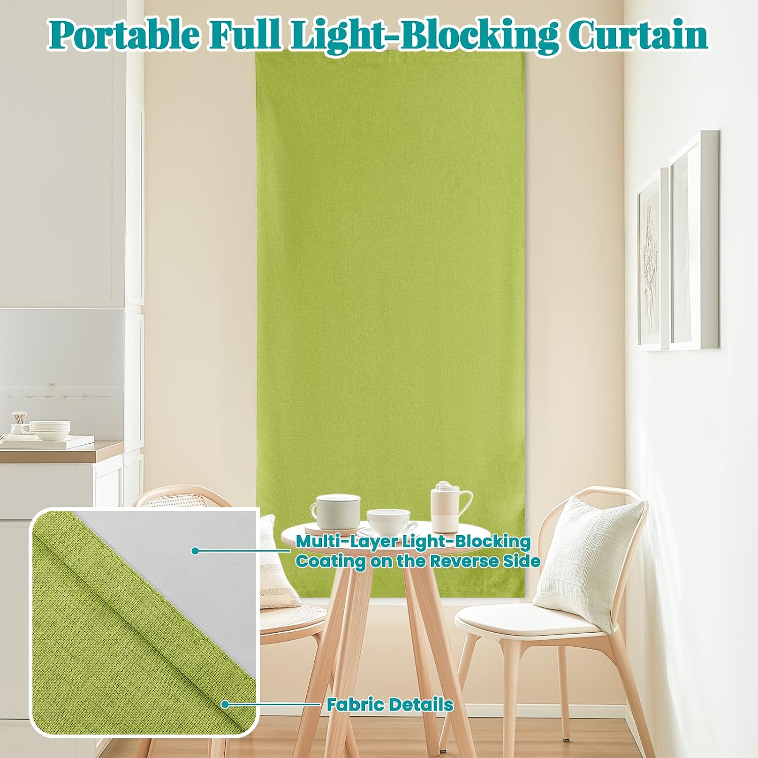 100% Blackout Self Adhesive Curtains Portable Curtain Simple and Easy to install Bedroom Window Thermal Lnsulated Kitchen Room Darkening…