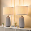 BrightWe Earth Brown Ceramic Table Lamp Set of 2 Tall 22in Lamps for Living Room End Table Bedroom Farmhouse Rustic Lamp Set Bedside…